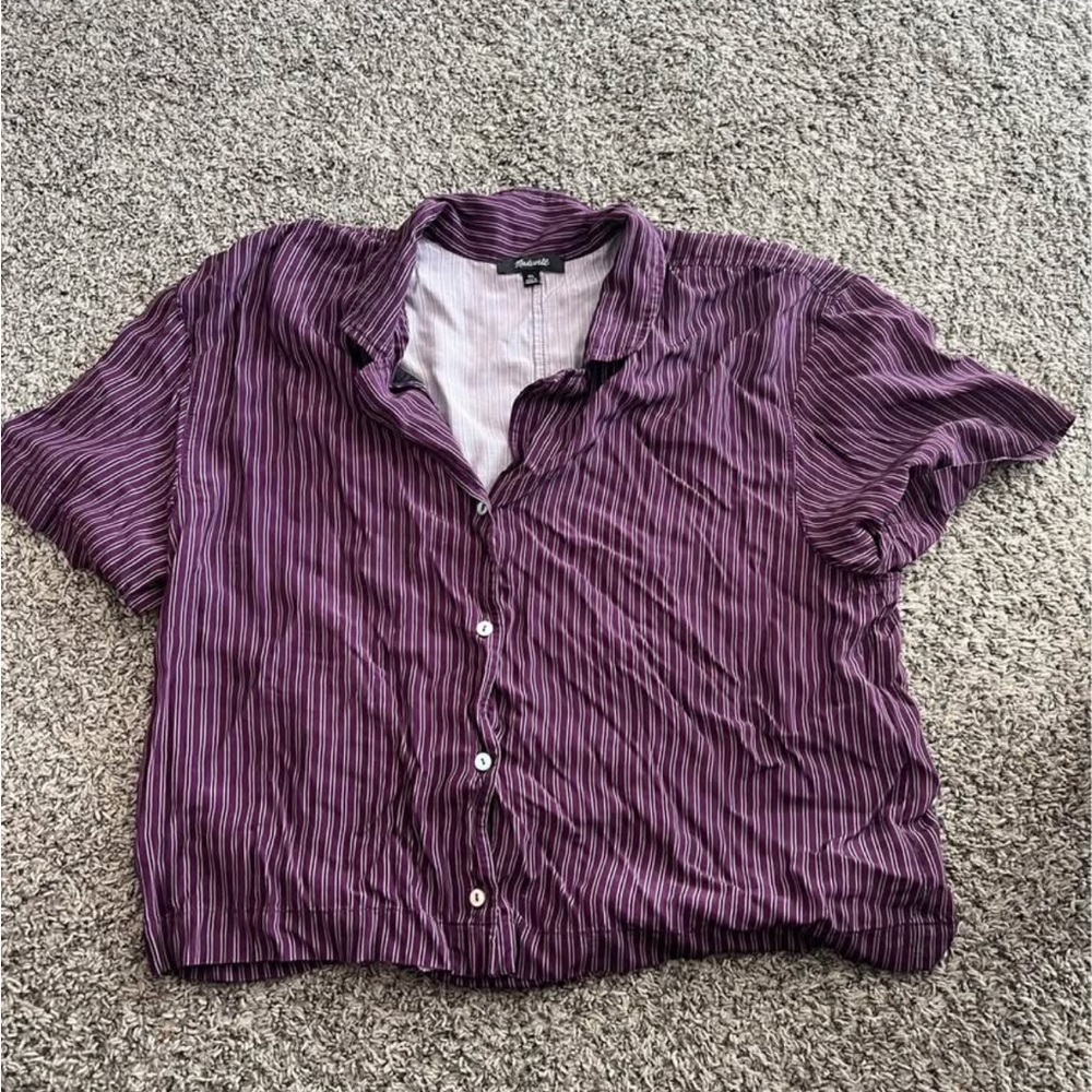 Madewell Purple Striped Button Down Shirt
